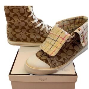 Coach Bonney Graffiti High Top Fold Over Sz 8 Sneakers Canvas Laced RARE